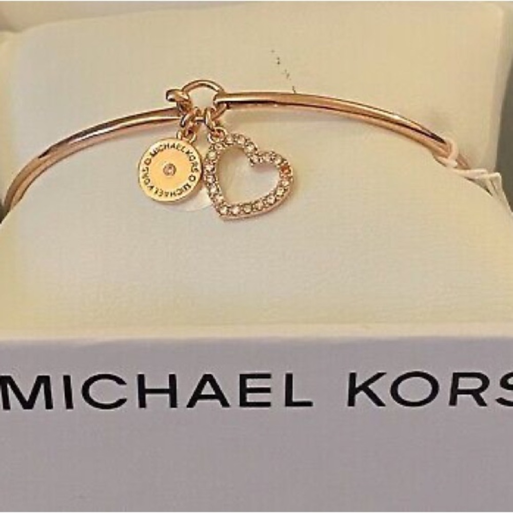 Michael Kors Rose Gold Heart Charm Bracelet